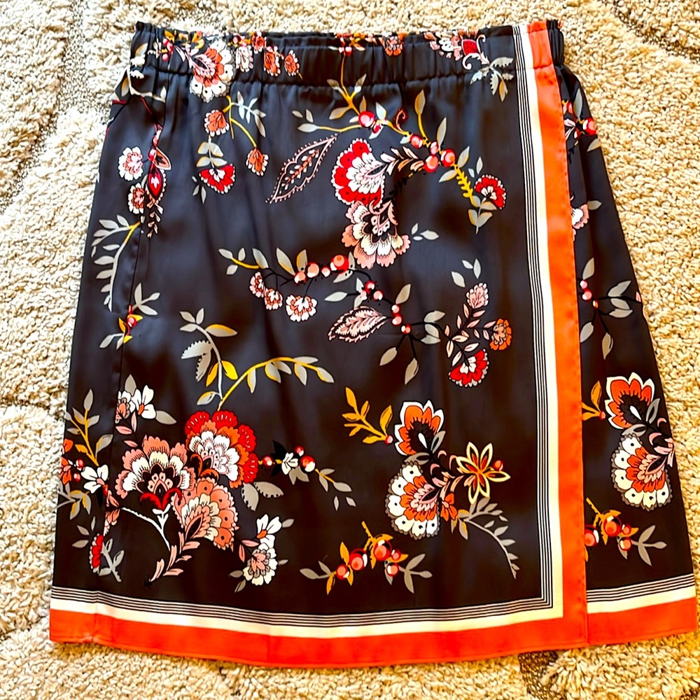 LOFT Scarf Print Faux Wrap Skirt